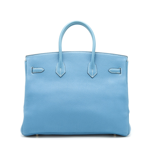 Hermes Birkin 35 Togo Blue Jeans SHW Stamp Square H