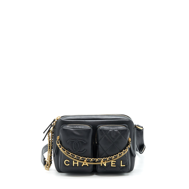 Chanel 22C Camera Bag Calfskin Black GHW(Microchip)