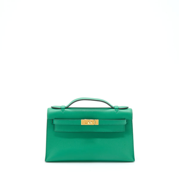 Hermes Kelly Pochette Swift U4 Vert Vertigo GHW Stamp C