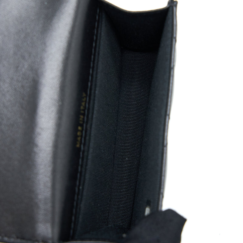 CHANEL NEW Black Lambskin Leather Card Holder Mini Jewel Hook