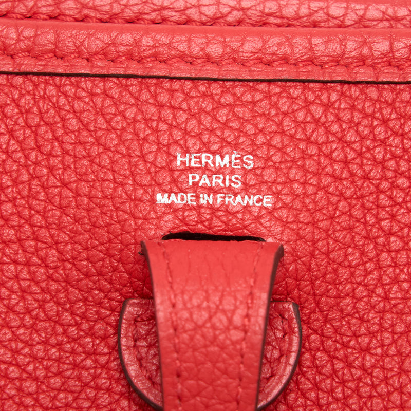 Hermes Mini Evelyne Taurillon Maurice Rouge Coeur with Multicolour Strap SHW Stamp D