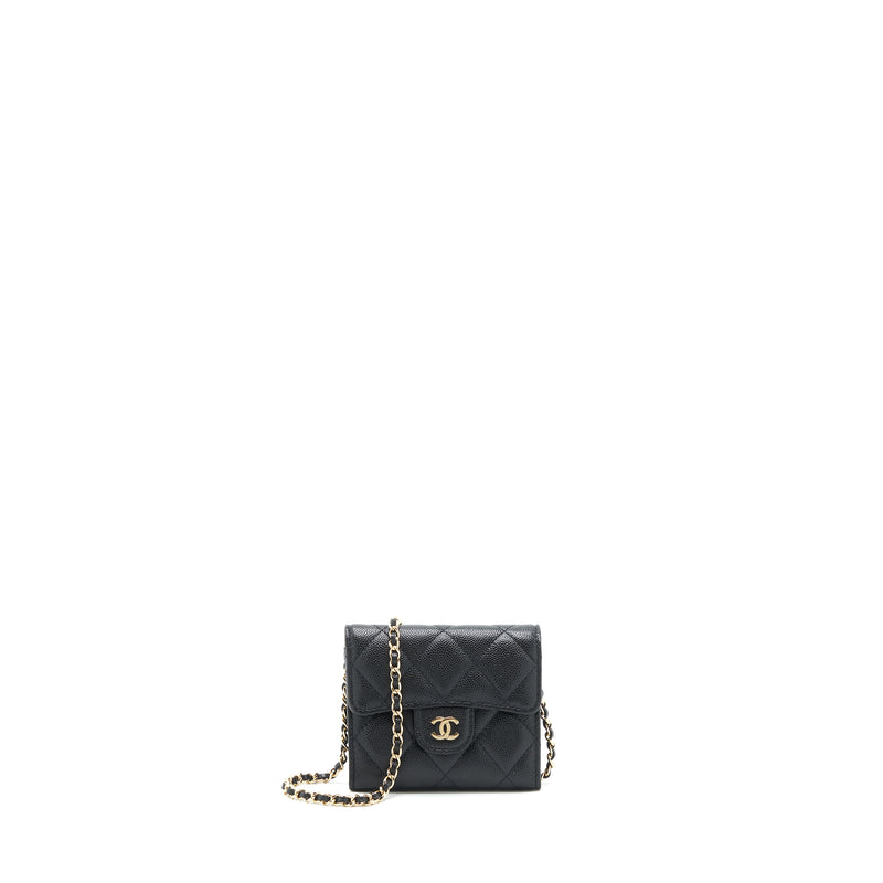 Chanel Classic Card holder with Chain Caviar black LGHW