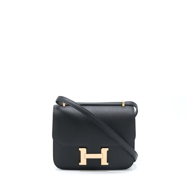 Hermes Mini Constance Epsom Black RGHW Stamp U