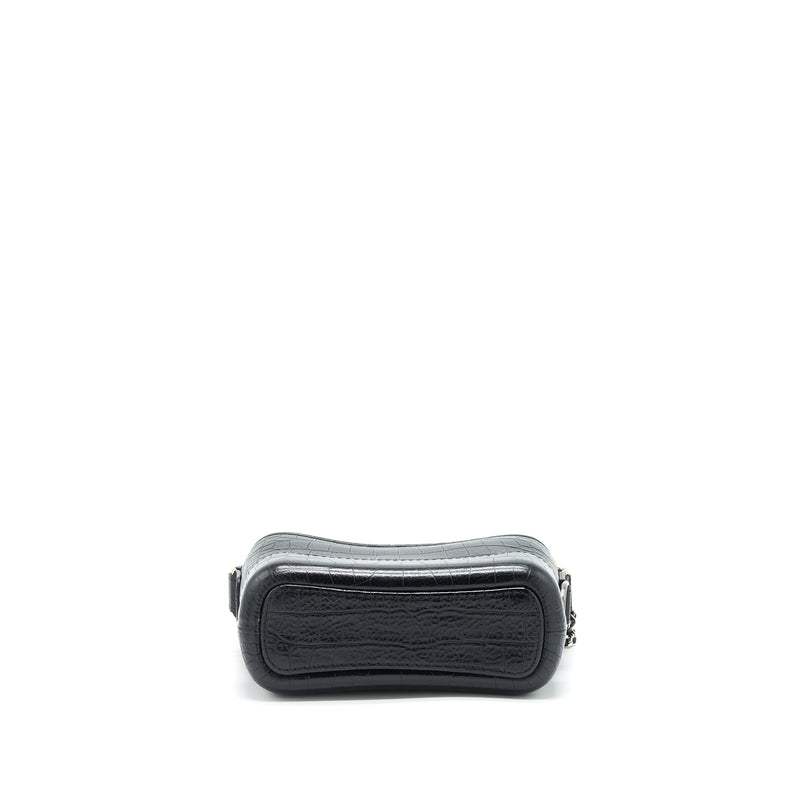 Chanel Small Gabrielle Hobo Bag Crocodile Embossed Calfskin Black Multicolour Hardware