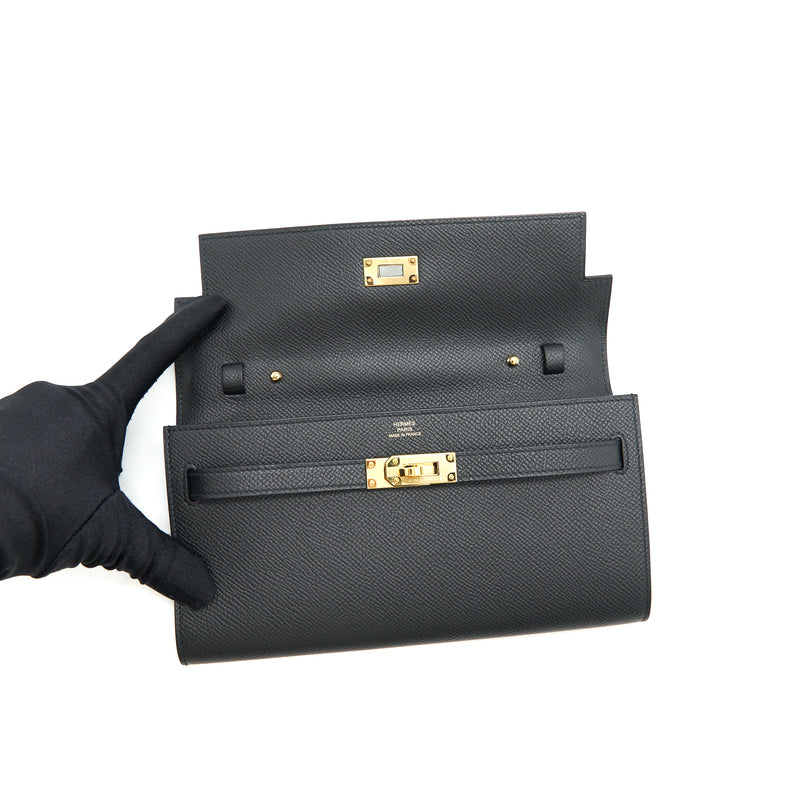 Hermes Kelly To Go Black GHW Stamp Z