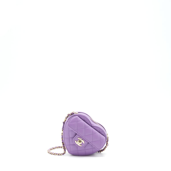 Chanel 22S Small Heart Bag Lambskin Purple LGHW