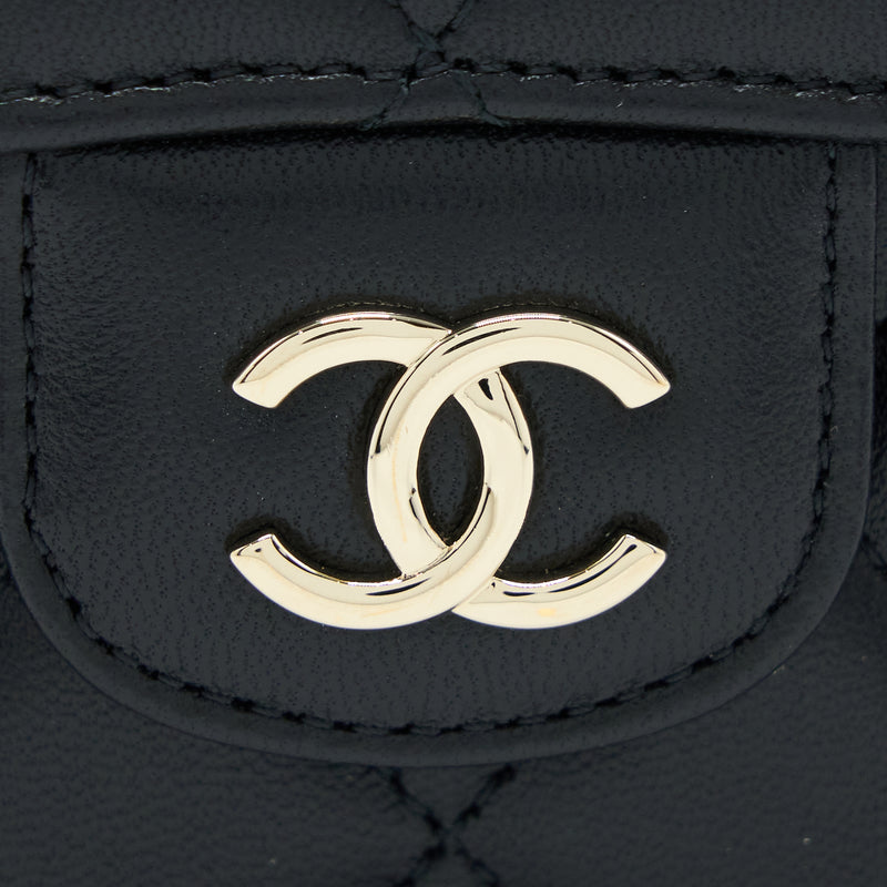 Chanel Top Handle Mini Flap Bag Lambskin Black LGHW