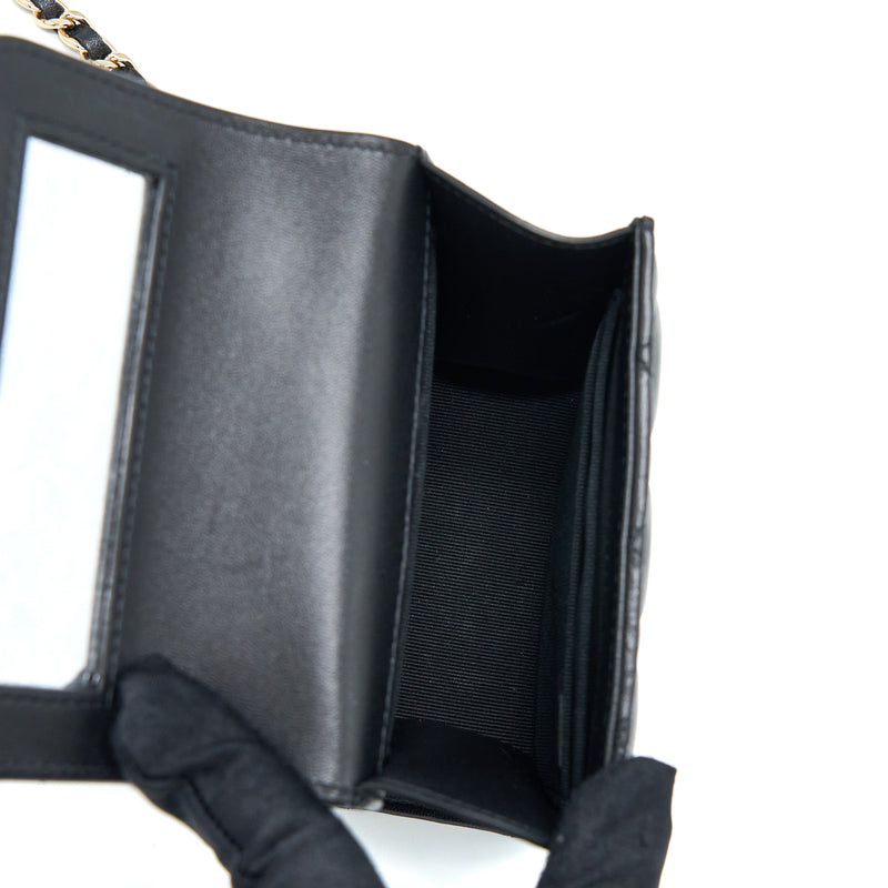 Chanel Top Handle Mini Flap Bag Lambskin Black LGHW