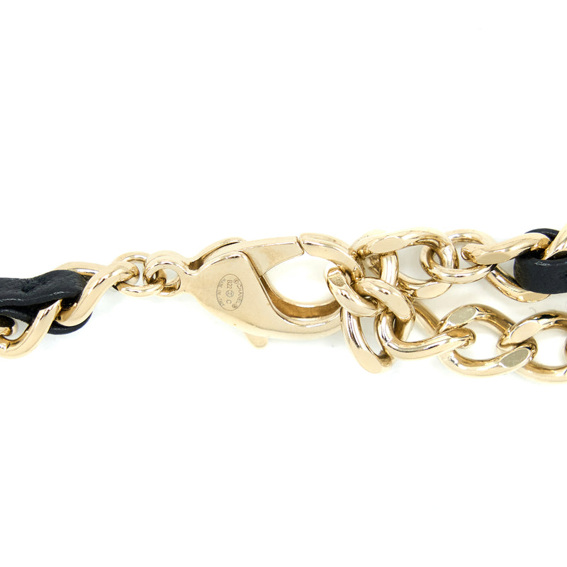 Chanel Waist Chain Belt Leather Chain/CC Logo Drop Light Gold Tone