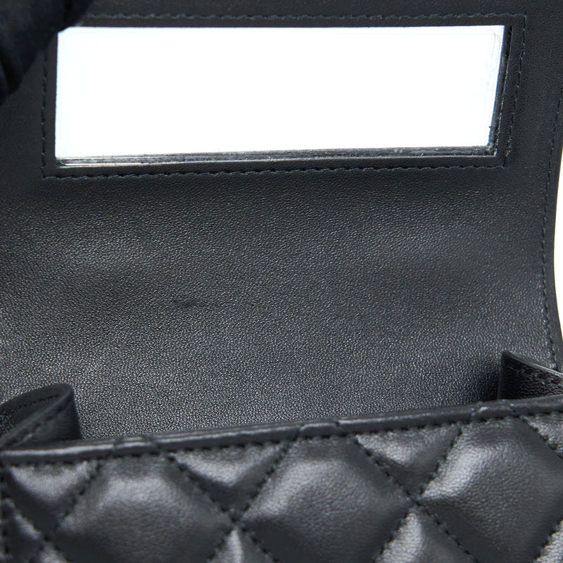 Chanel Top Handle Mini Flap Bag Lambskin Black LGHW