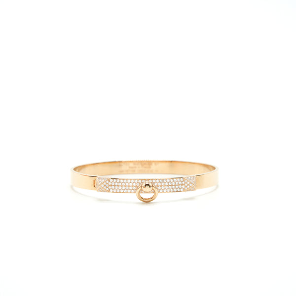 Hermes Size ST Collier De Chien CDC Bracelet, Small Model Rosegold with 130 dimonds