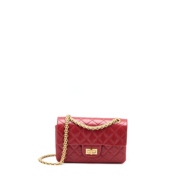 Chanel Mini 2.55 Aged Calfskin Red Brushed GHW