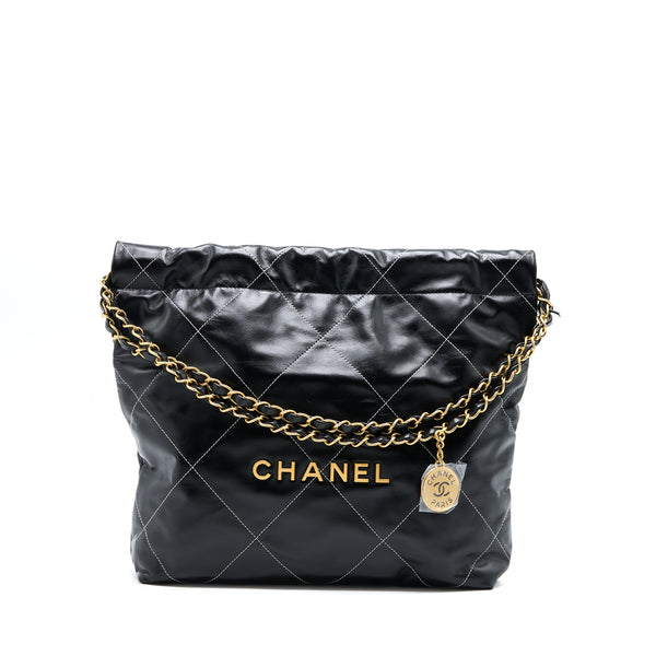 Chanel Small 22 Bag Shiny Calfskin Black GHW (Microchip)
