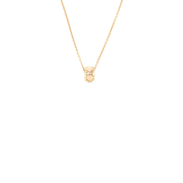 Chanel Coco Crush Necklace Quilted Motif Beige Gold
