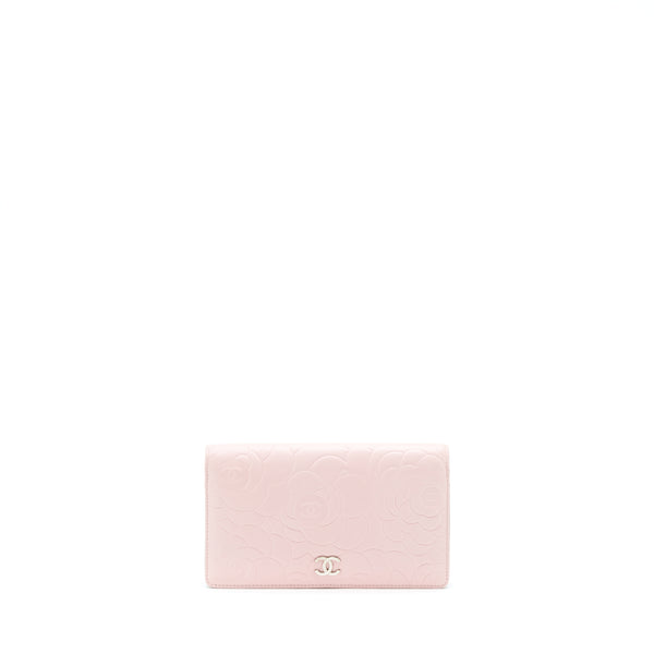 Chanel Camellia Long Wallet Lambskin Light Pink/Dark Brown SHW