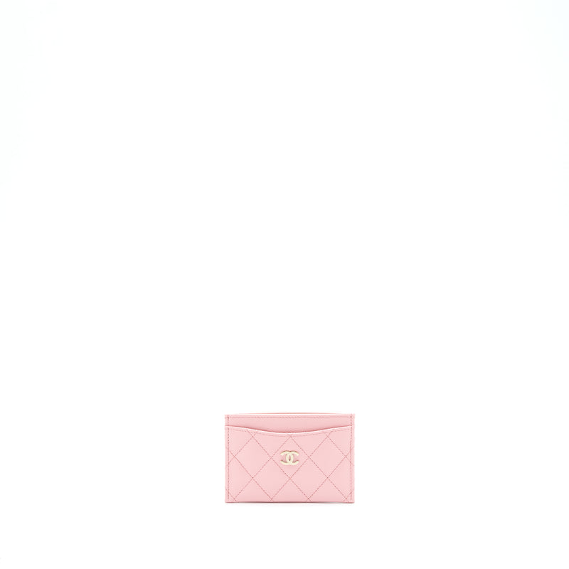 Chanel 22S Classic Flat Card Holder in Pink Caviar LGHW