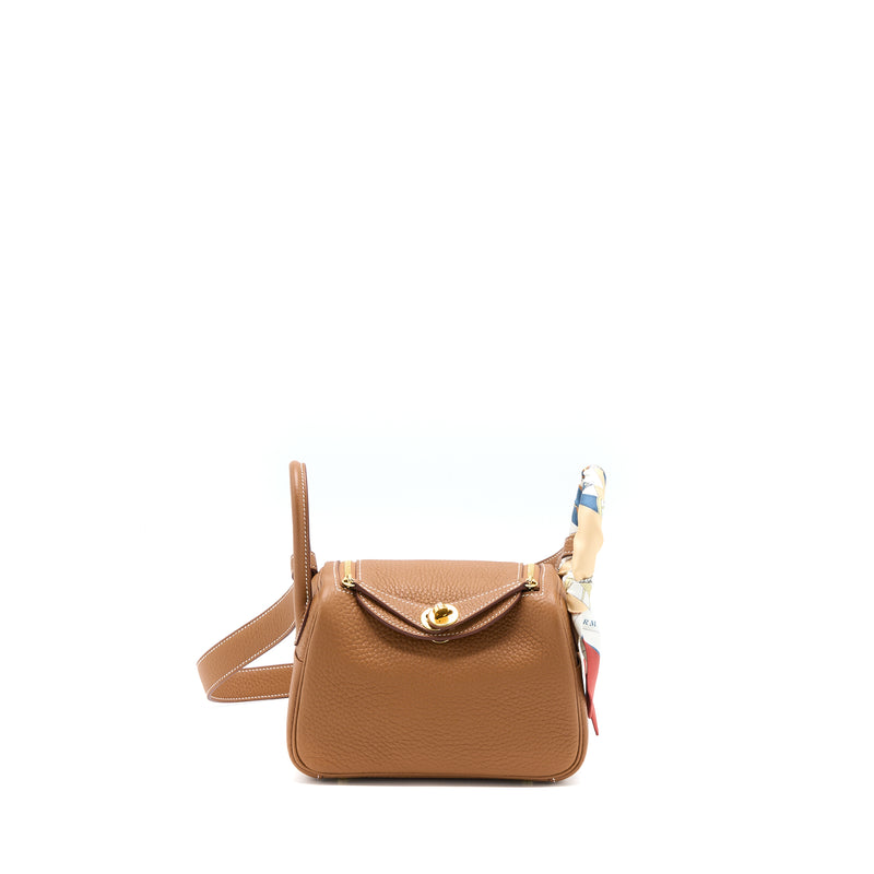 Hermes Mini Lindy Clemence Gold GHW Stamp U