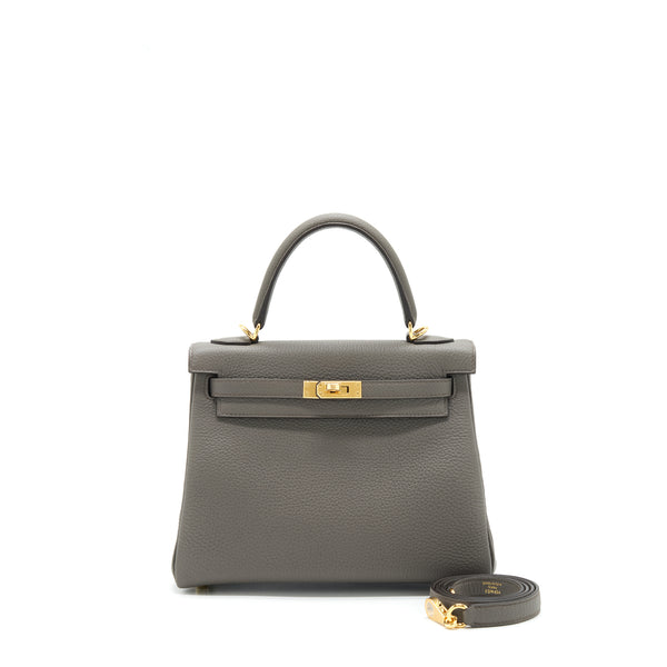 Hermes Kelly 25 Togo 8F Gris Etain GHW Stamp Z