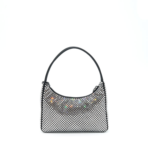 Prada Re-Edition 2000 Crystal Hobo Bag Nylon/Leather Black SHW