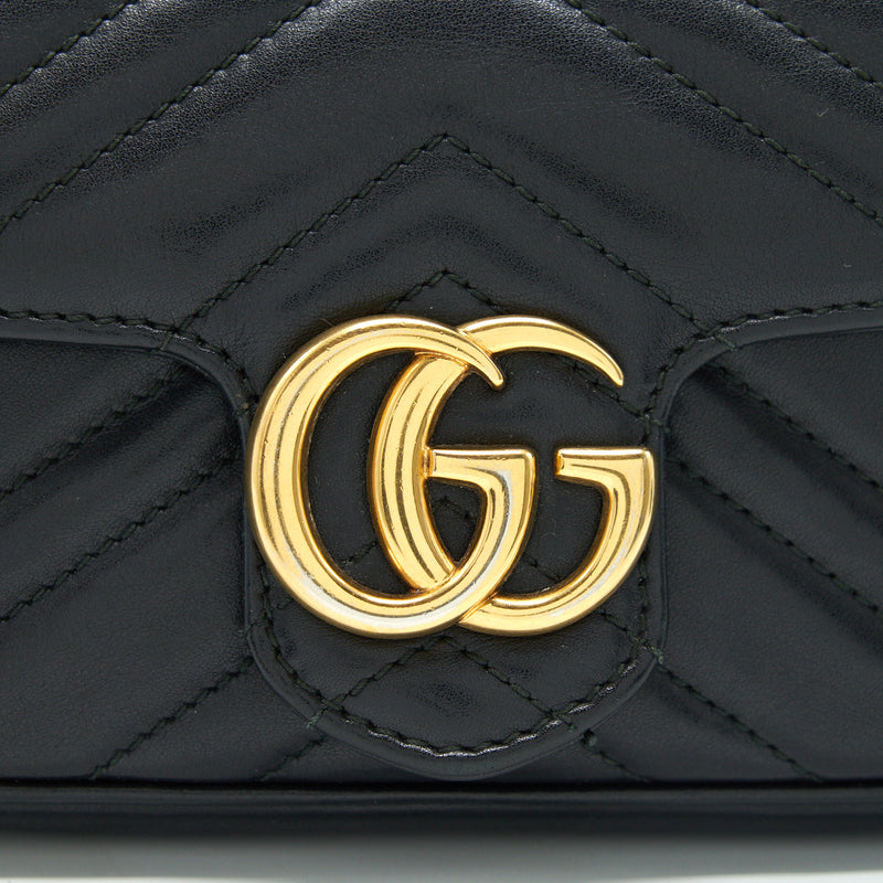 GUCCI GG MARMONT SUPER MINI LEATHER BAG BLACK