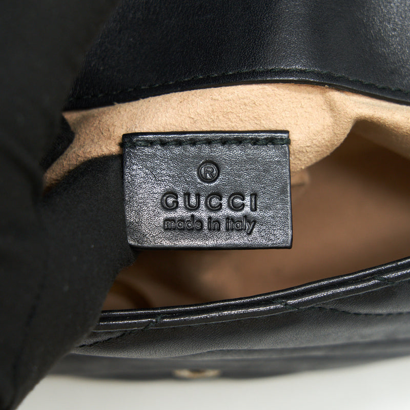 GUCCI GG MARMONT SUPER MINI LEATHER BAG BLACK