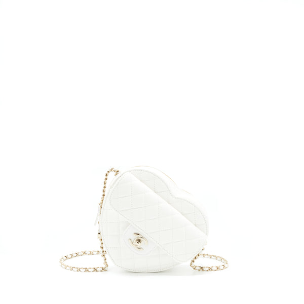 Chanel 22S Heart Bag Lambskin White LGHW (Microchip)