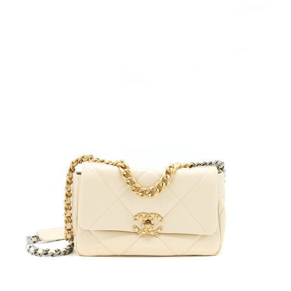 Chanel Small 19 Bag 19K Shiny Goatskin Beige GHW