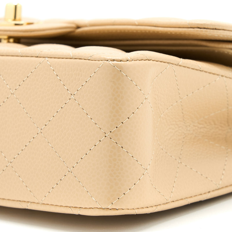 Chanel Small Classic Double Flap Bag Caviar Beige GHW(Microchip)