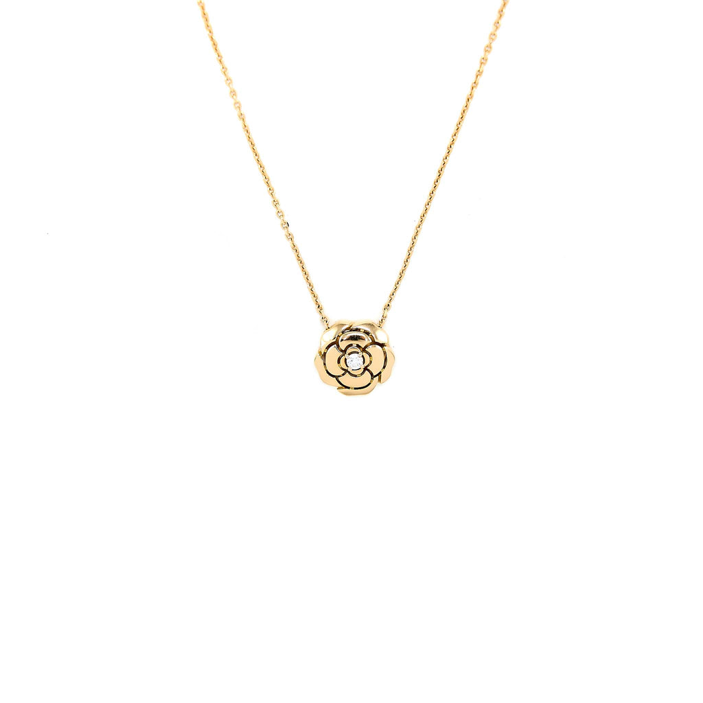 Chanel Extrait De Camelia Necklace Pink Gold With Diamond