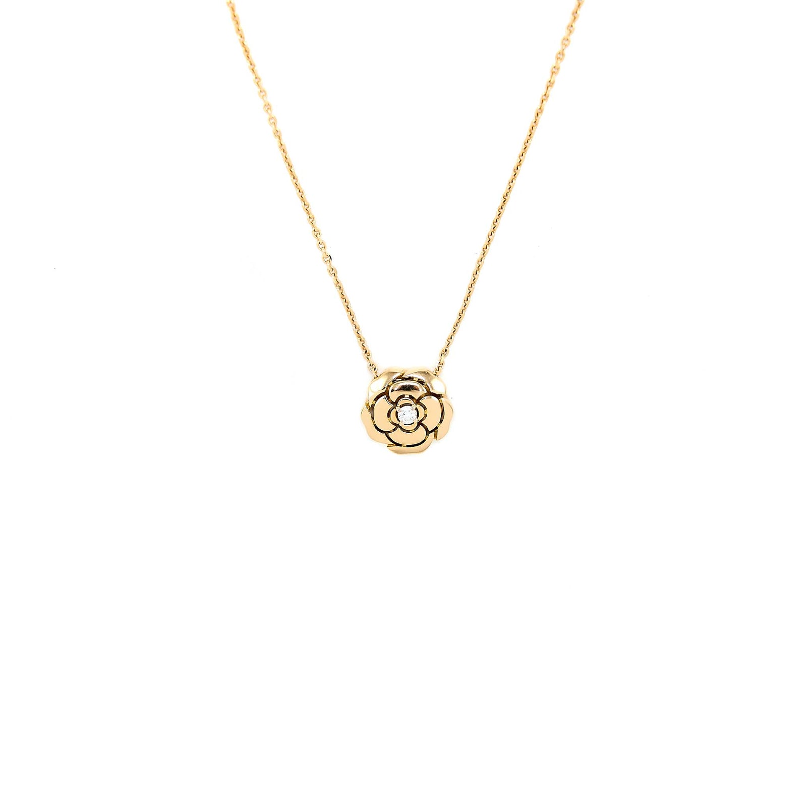 【可愛い☆贈り物に】CHANEL Extrait de Camelia ネックレス Chanel Extrait De Camelia Necklace Pink Gold With Diamond