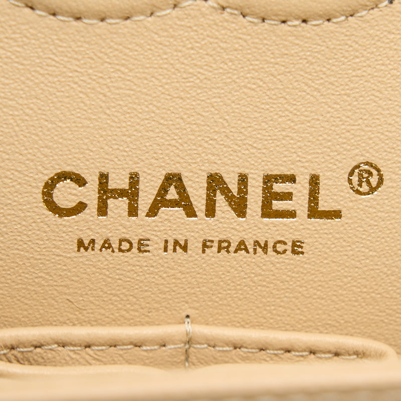 Chanel Small Classic Double Flap Bag Caviar Beige GHW(Microchip)