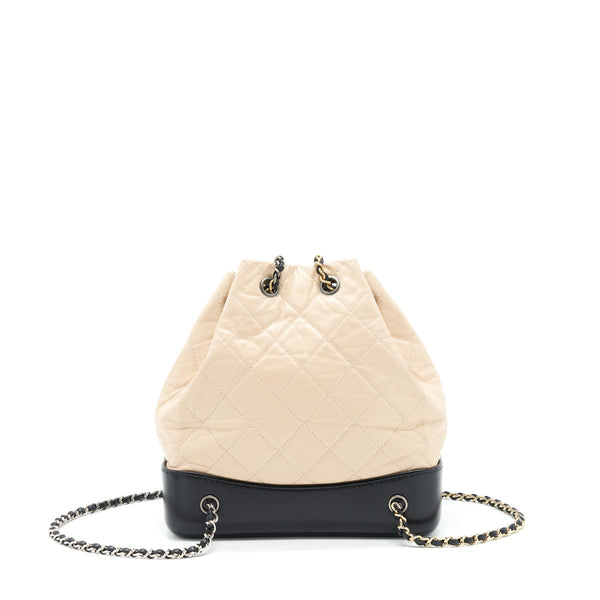 Chanel Small Gabrielle Backpack Beige/Black Multi Colour Hardware
