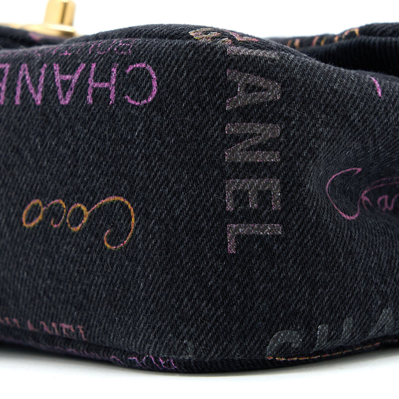 Chanel 22P Black Denim Flap Bag Brushed GHW(Microchip)