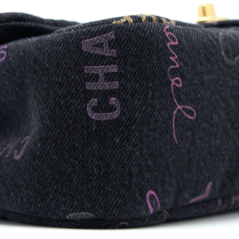 Chanel 22P Black Denim Flap Bag Brushed GHW(Microchip)