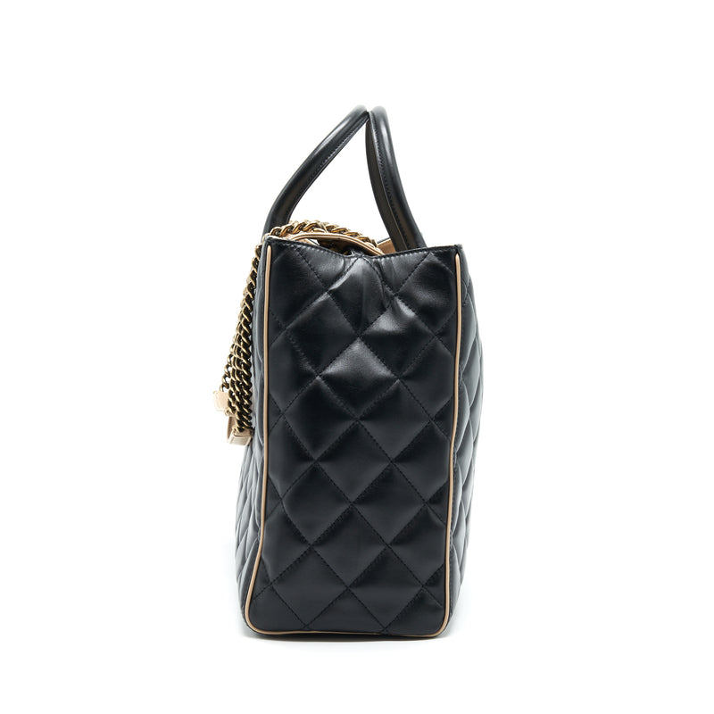 Chanel Calfskin Leather Shopping Bag Black/Beige