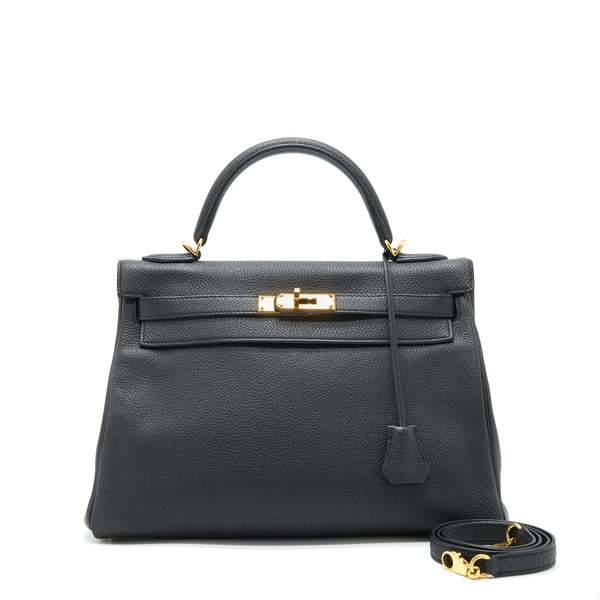 Hermes Kelly 32 Togo black GHW Stamp T