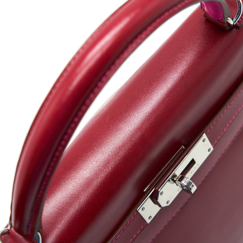 Hermes Kelly 32 Box leather Red/ pink SHW