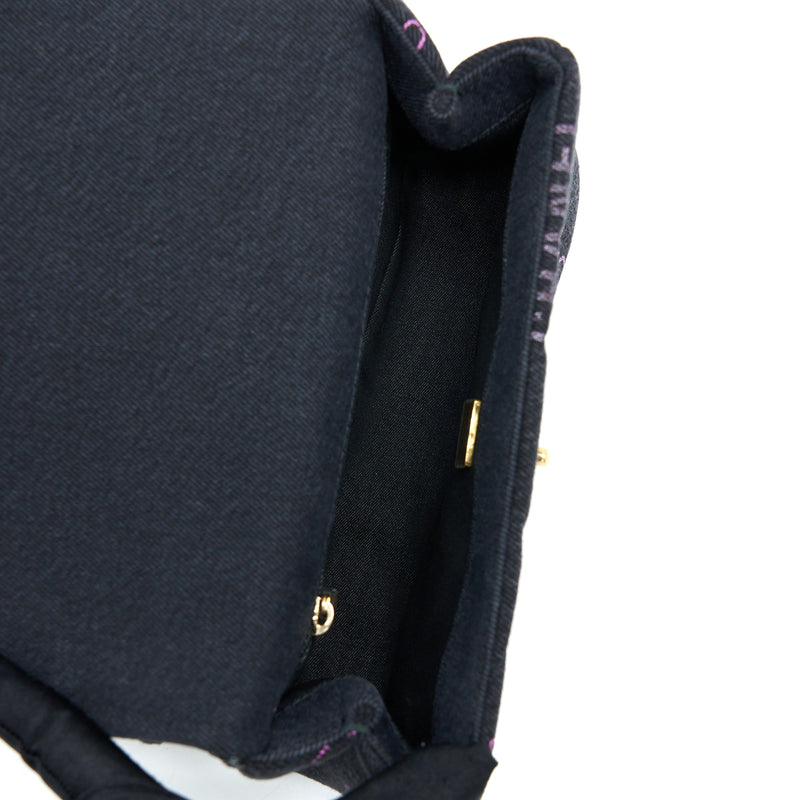 Chanel 22P Black Denim Flap Bag Brushed GHW(Microchip)