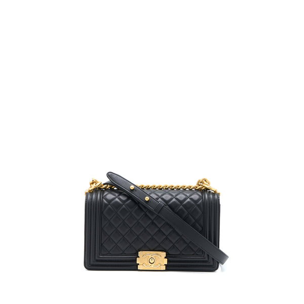 Chanel Medium Boy Bag Lambskin Black Brushed GHW
