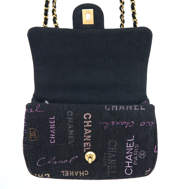 Chanel 22P Black Denim Flap Bag Brushed GHW(Microchip)