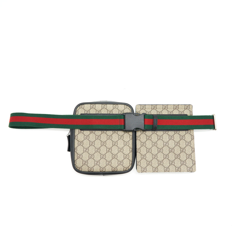 Gucci Belt Bag GG Supreme Web Waist Strap Black/Beige