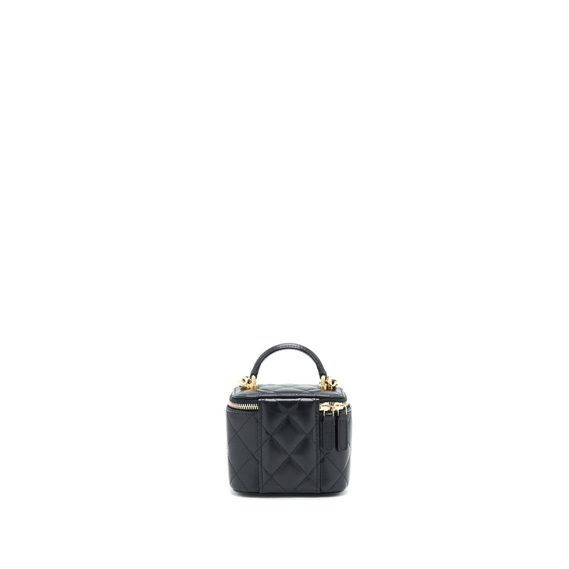 Chanel Small Handle Vanity With Chain  Lambskin Black GHW