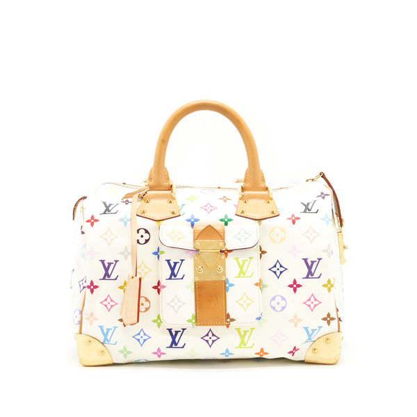 Louis Vuitton White Monogram multicolour Speedy 30 bag