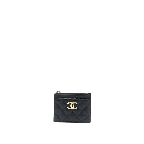 Chanel 23C Zipper Card Holder Caviar Black LGHW (Microchip)