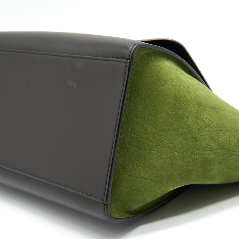 CELINE SMALL TRAPEZE BAG MULTI COLOR BEIGE/ BURGUNDY/ GREEN