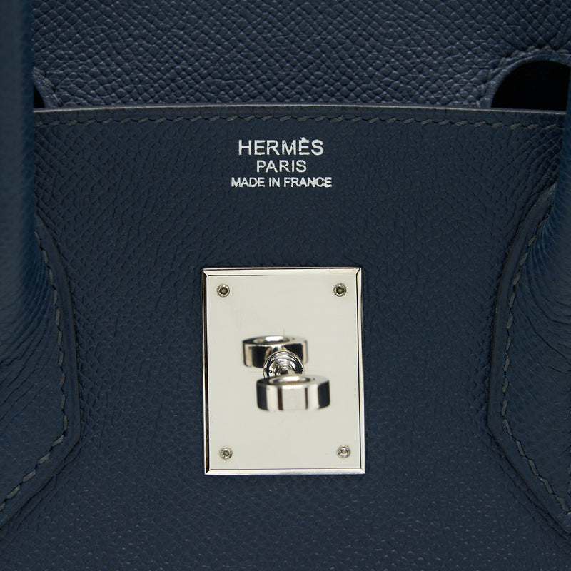 Hermes Birkin 30 Epsom Dark Blue SHW Stamp Square L
