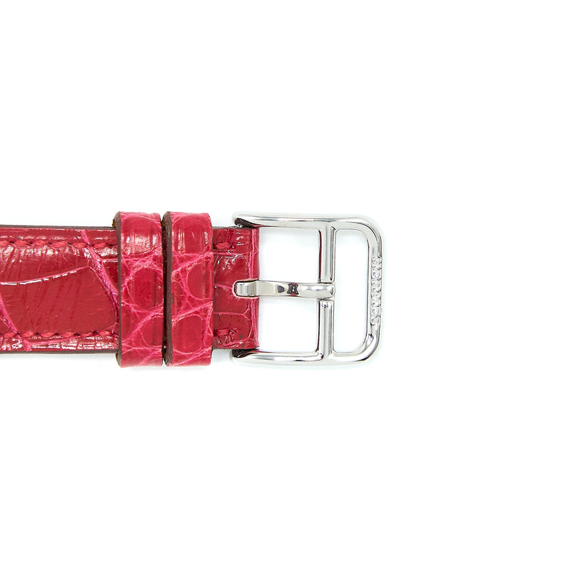 Hermes Heure H Watch, Mini Model 21mm Red Alligator Strap