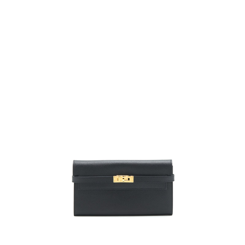 Hermes classic Kelly long wallet Epsom Black GHW Stamp D