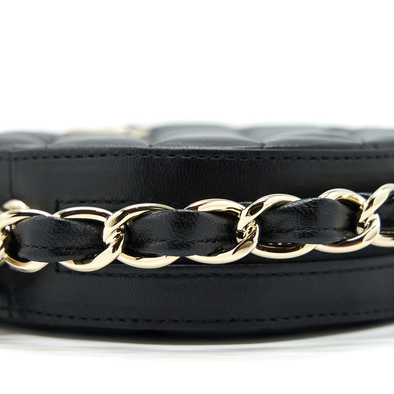 Chanel Round Clutch With Chain Lambskin Black LGHW