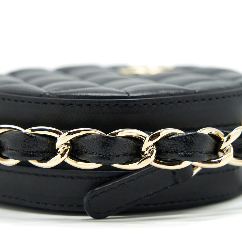 Chanel Round Clutch With Chain Lambskin Black LGHW